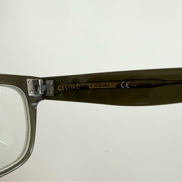 Celine Translucent Olive Green Grey Acetate Luca Unisex Large Square Eyeglasses - Picture 7 of 8